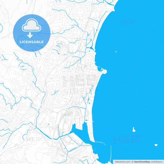 Wollongong, Australia PDF vector map with water in focus