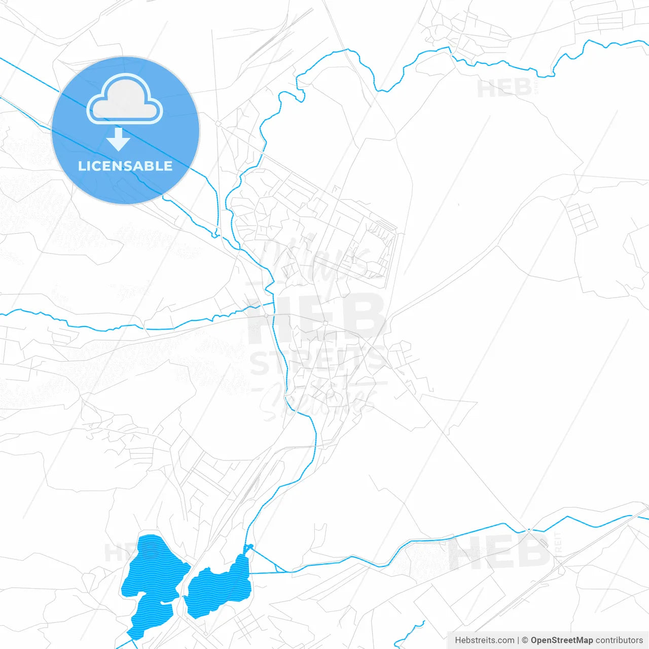 Hrazdan, Armenia PDF vector map with water in focus