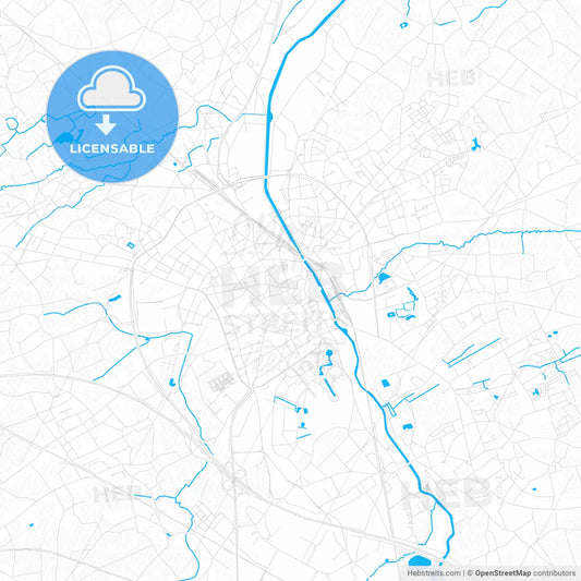 Aalst, Belgium PDF vector map with water in focus
