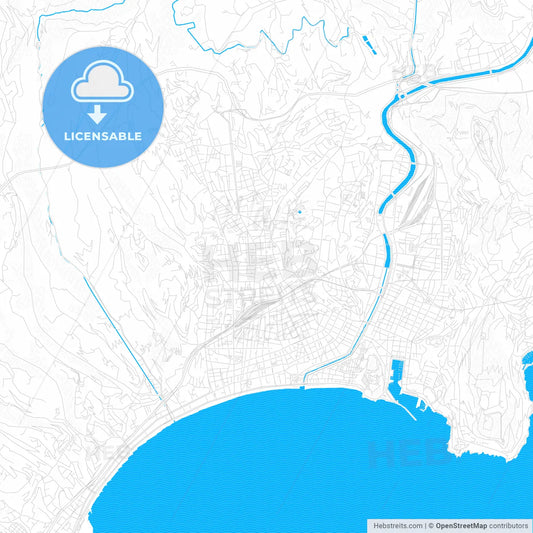 Nice, France PDF vector map with water in focus