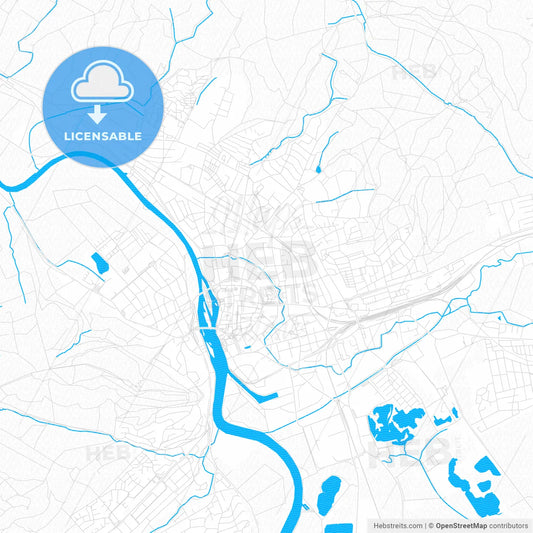 Hameln, Germany PDF vector map with water in focus