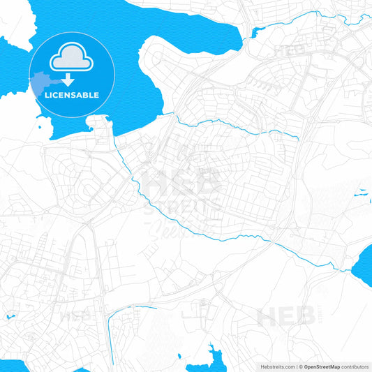 Garðabær, Iceland PDF vector map with water in focus