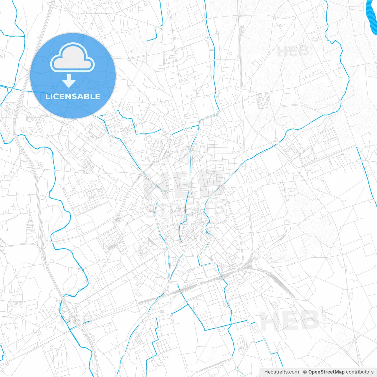 Udine, Italy PDF vector map with water in focus