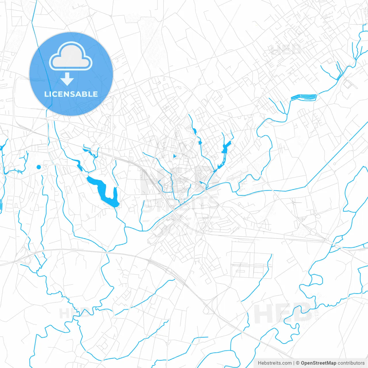 Pordenone, Italy PDF vector map with water in focus