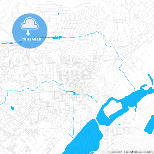Lipetsk, Russia PDF vector map with water in focus