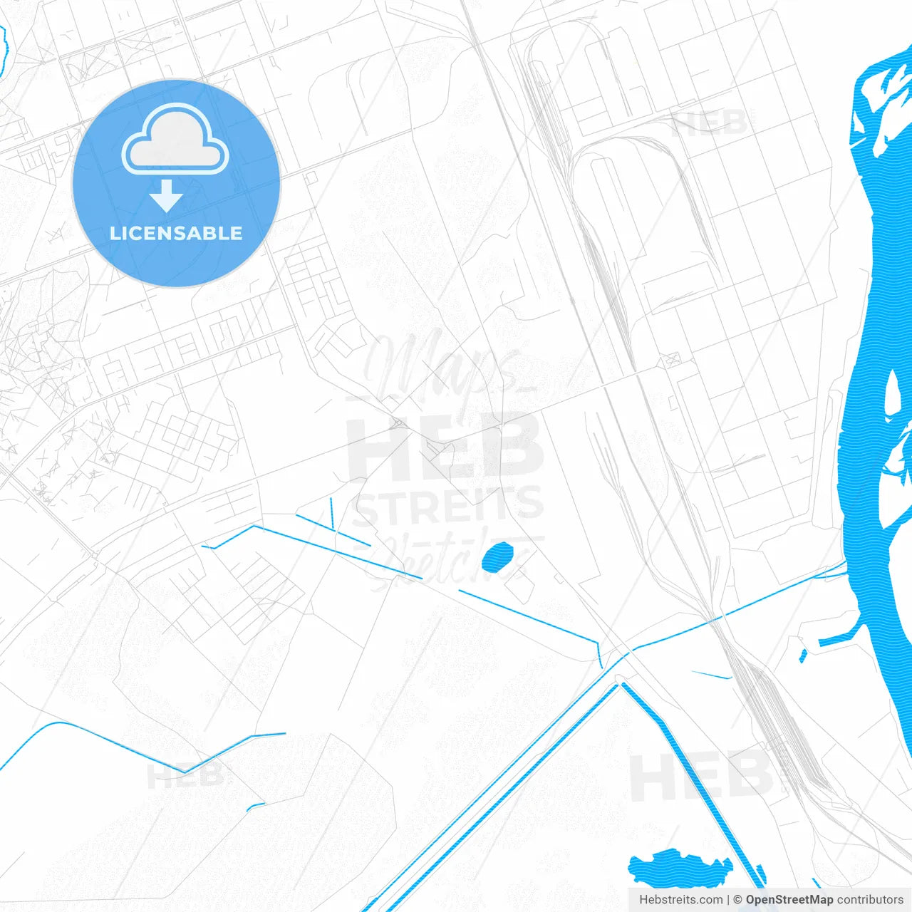 Angarsk, Russia PDF vector map with water in focus