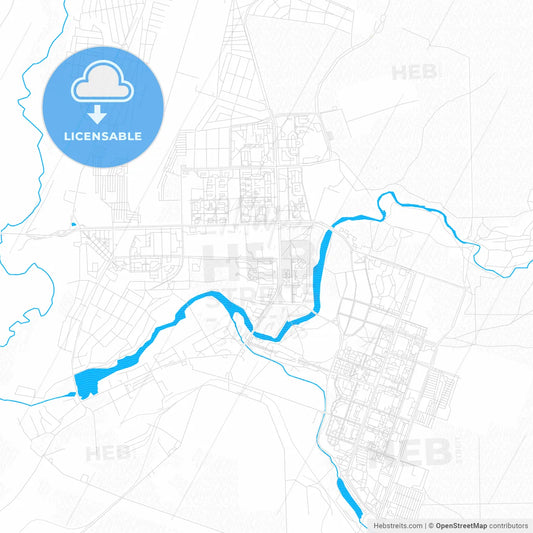 Sarov, Russia PDF vector map with water in focus
