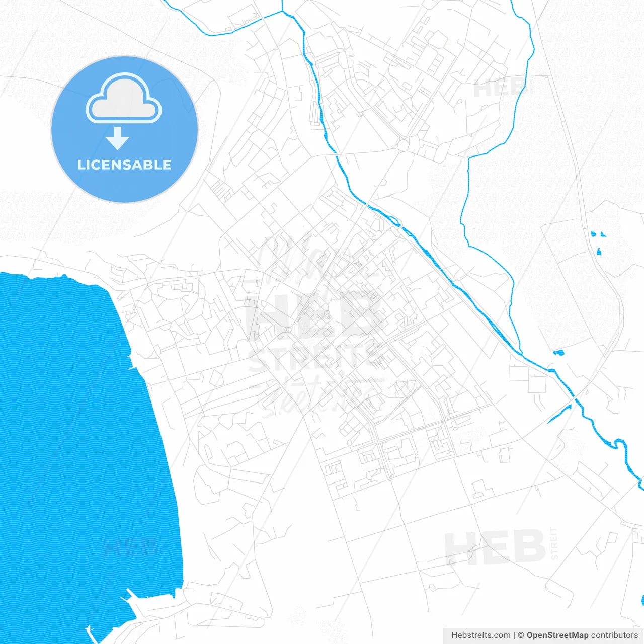 Magadan, Russia PDF vector map with water in focus