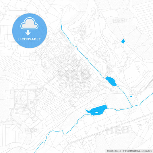 Gubkin, Russia PDF vector map with water in focus