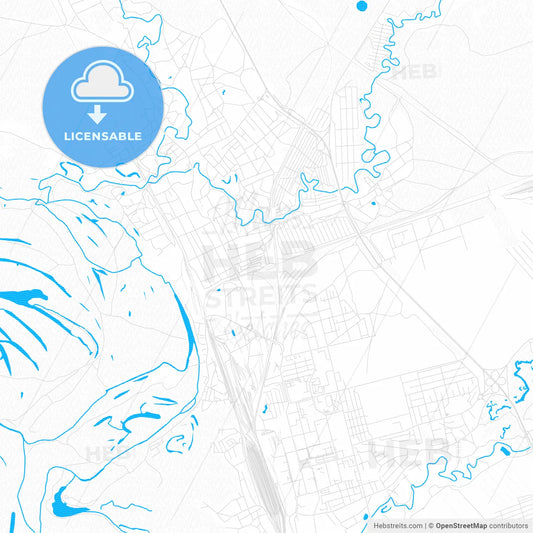 Novoaltaysk, Russia PDF vector map with water in focus