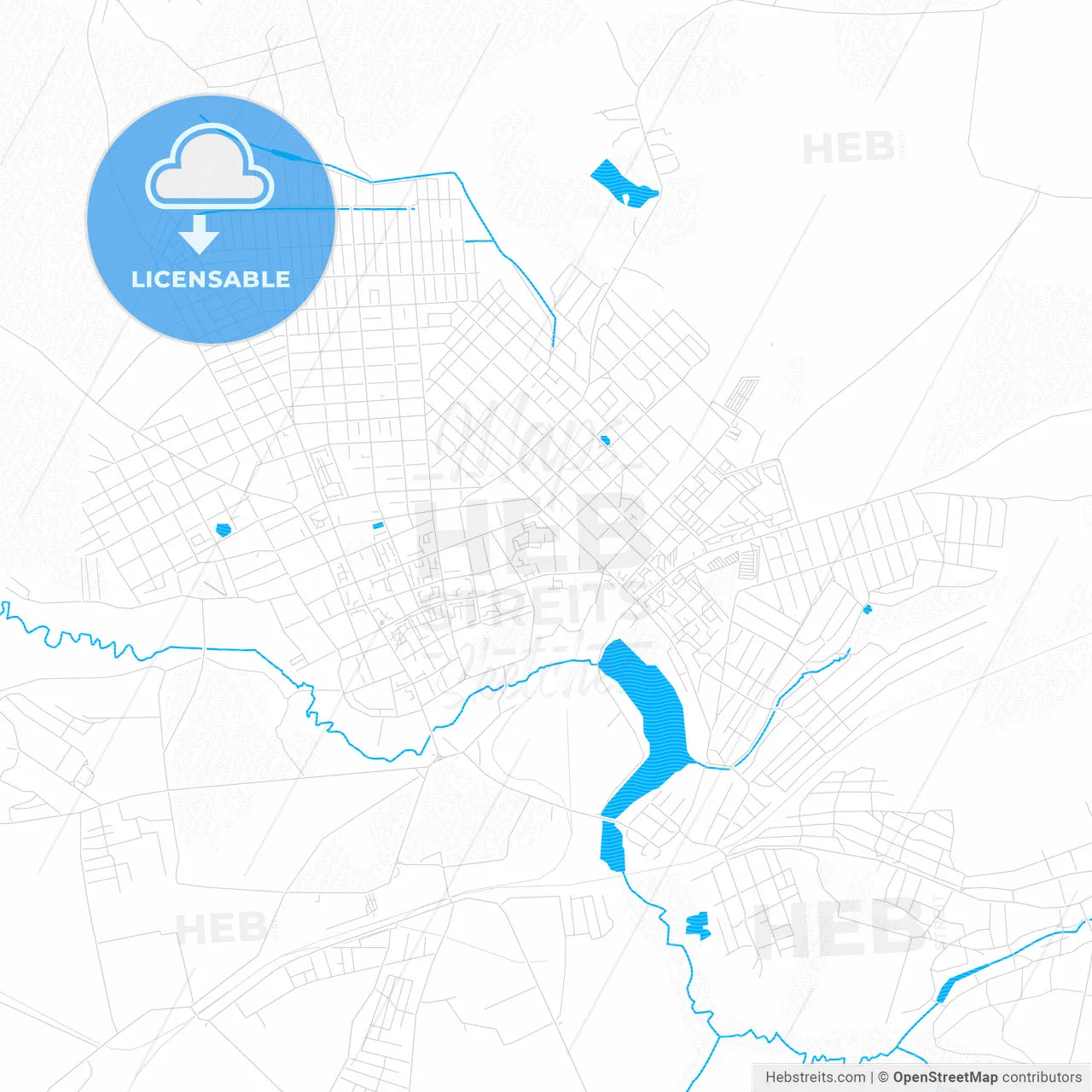 Klintsy, Russia PDF vector map with water in focus