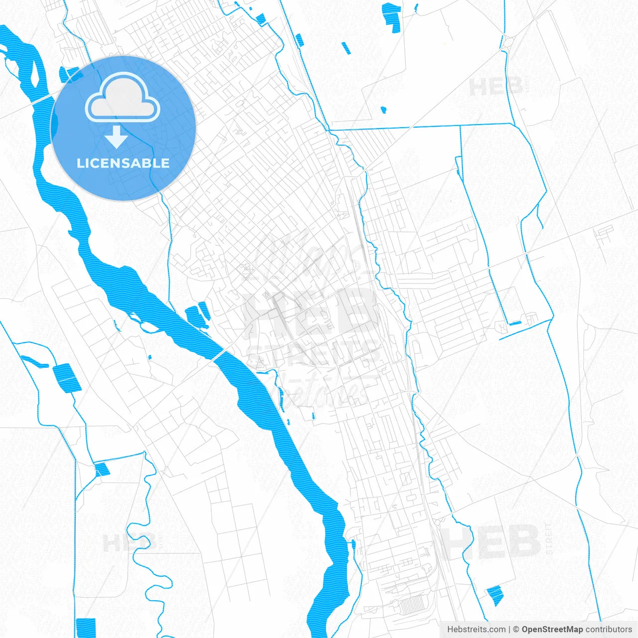 Labinsk, Russia PDF vector map with water in focus