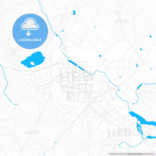 Fryazino, Russia PDF vector map with water in focus
