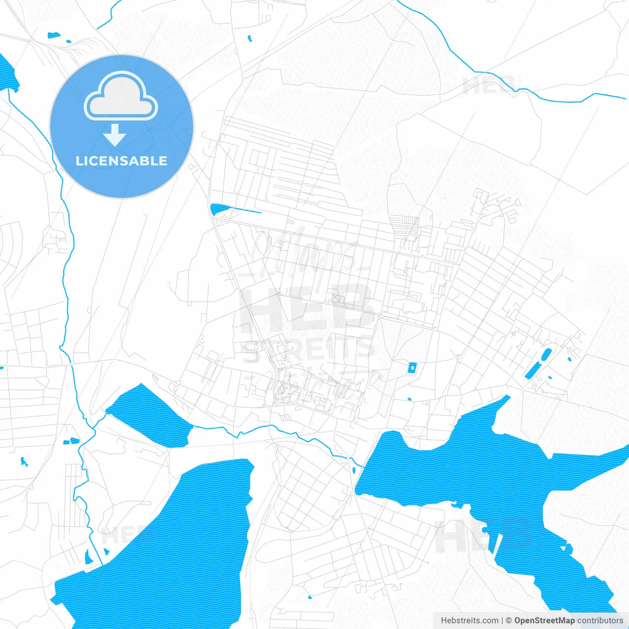 Vyksa, Russia PDF vector map with water in focus
