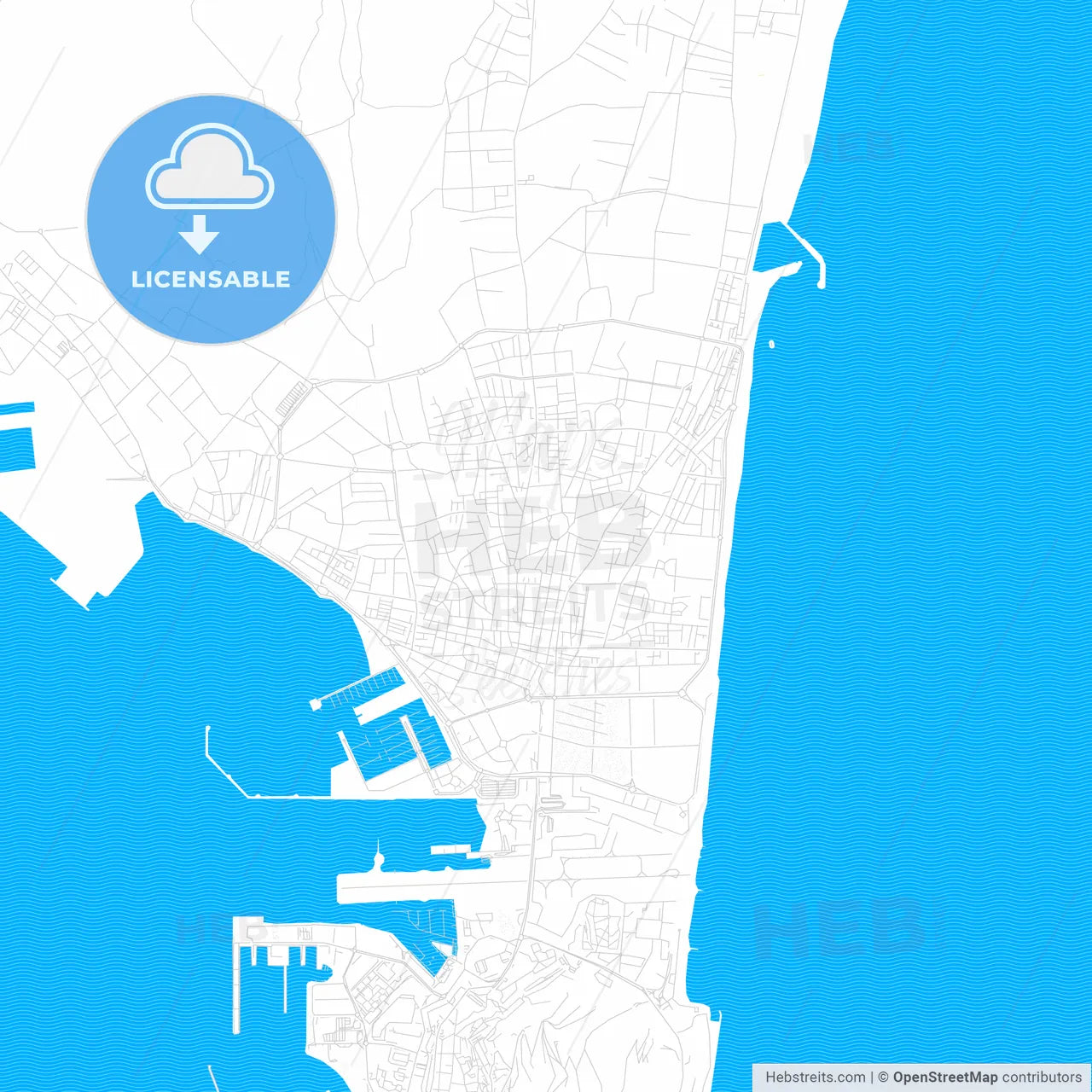La Línea de la Concepción, Spain PDF vector map with water in focus