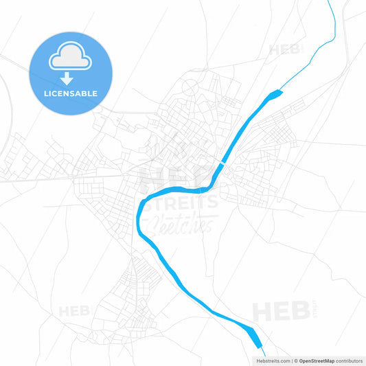 Mustafakemalpaşa, Turkey PDF vector map with water in focus