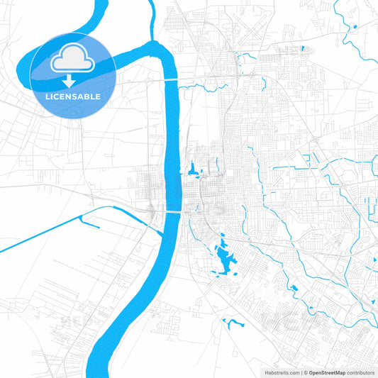 Baton Rouge, Louisiana, United States, PDF vector map with water in focus