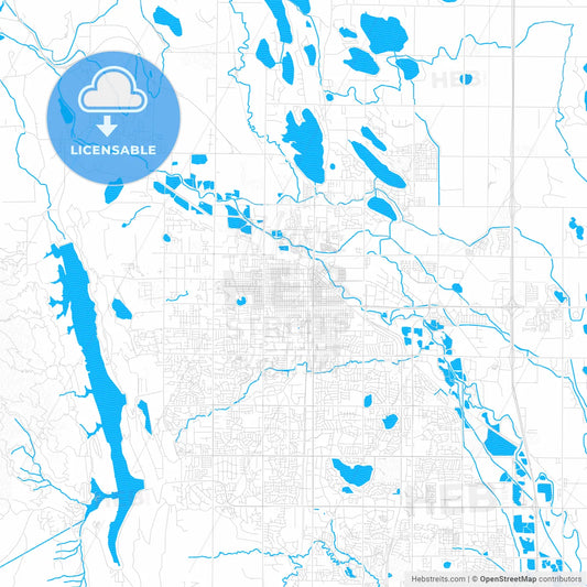 Fort Collins, Colorado, United States, PDF vector map with water in focus