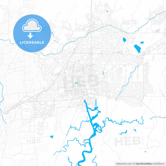 Fairfield, California, United States, PDF vector map with water in focus
