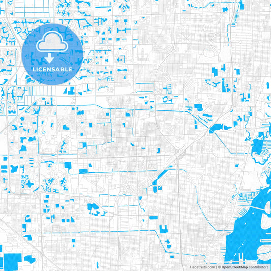 Miami Gardens, Florida, United States, PDF vector map with water in focus