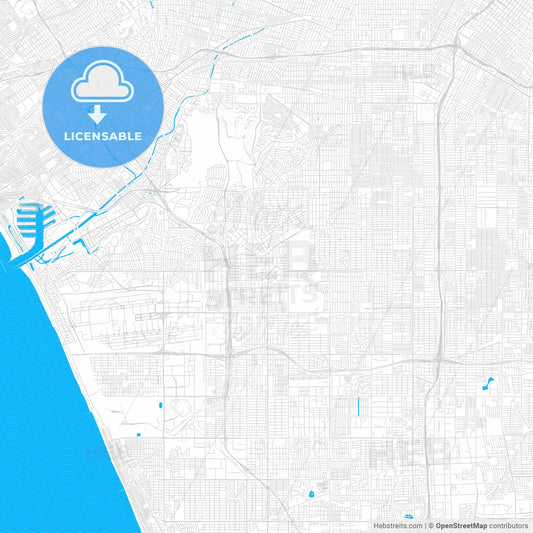 Inglewood, California, United States, PDF vector map with water in focus