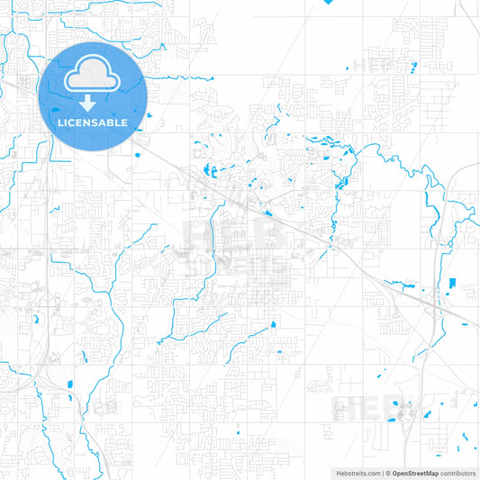 Broken Arrow, Oklahoma, United States, PDF vector map with water in focus