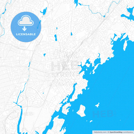 New Rochelle, New York, United States, PDF vector map with water in focus