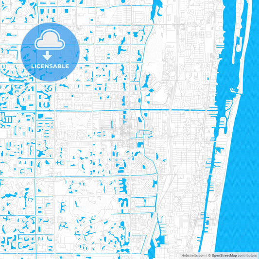 Boynton Beach, Florida, United States, PDF vector map with water in focus