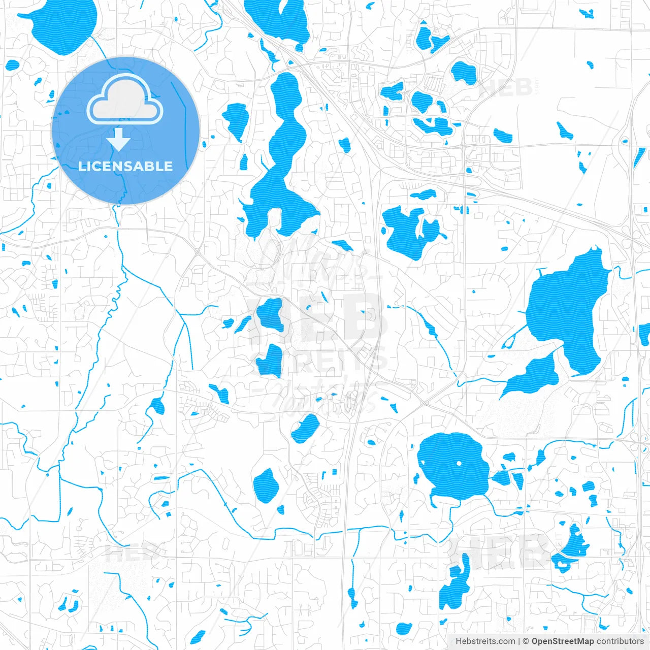 Maple Grove, Minnesota, United States, PDF vector map with water in focus