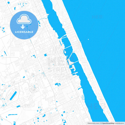 Daytona Beach, Florida, United States, PDF vector map with water in focus