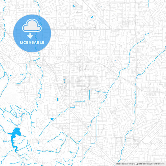 Cupertino, California, United States, PDF vector map with water in focus