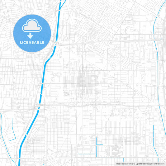 Paramount, California, United States, PDF vector map with water in focus