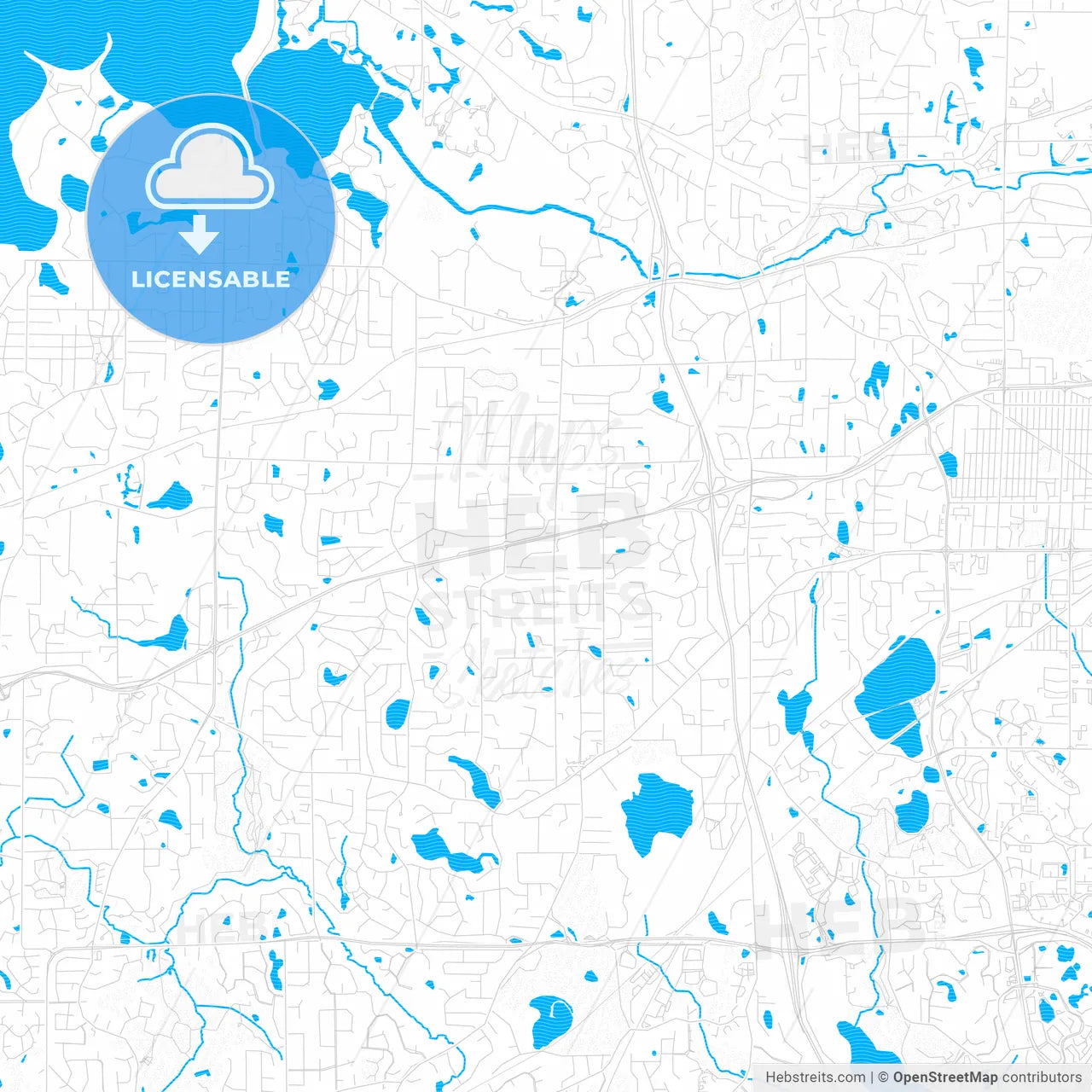 Minnetonka, Minnesota, United States, PDF vector map with water in focus