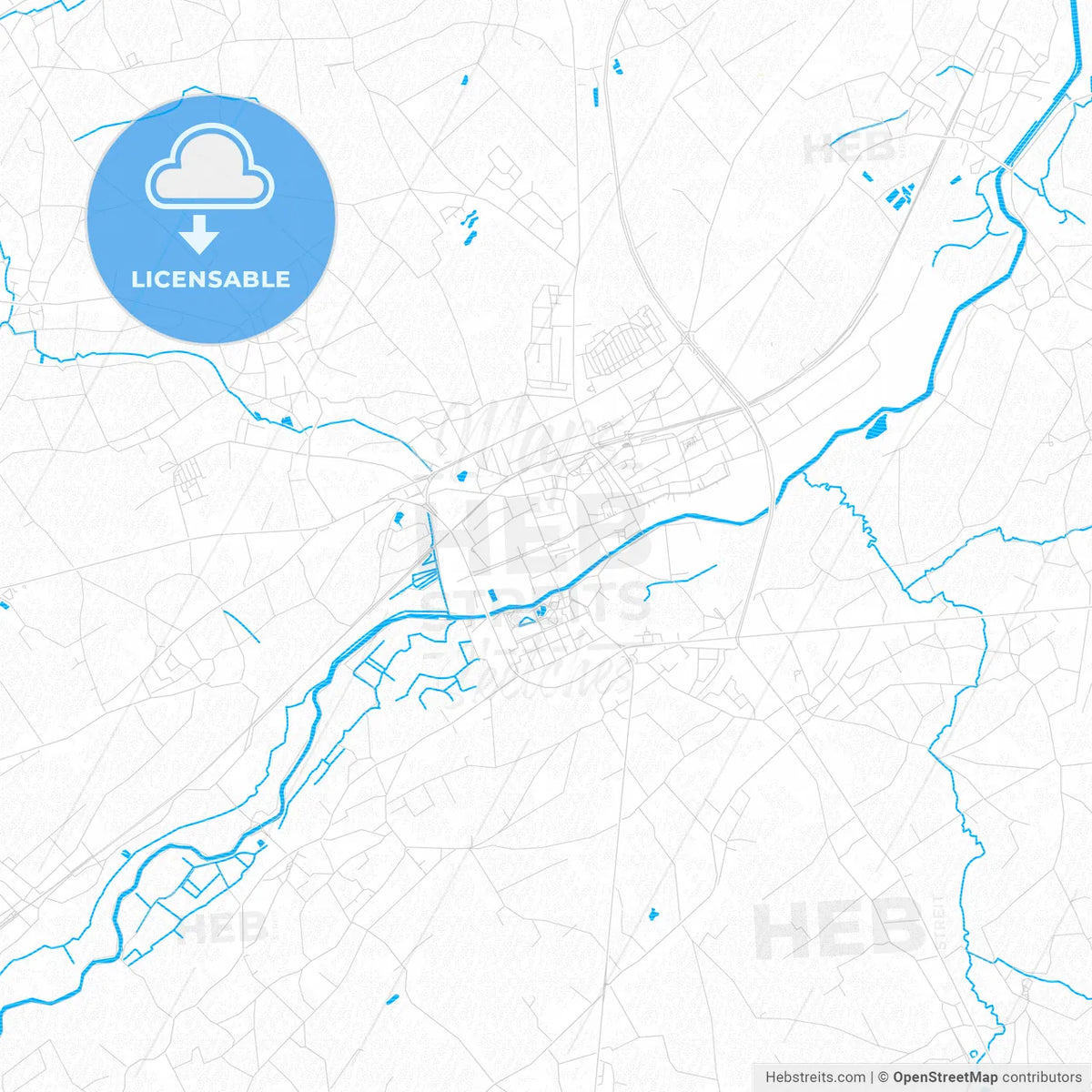 Ninove, Belgium PDF vector map with water in focus