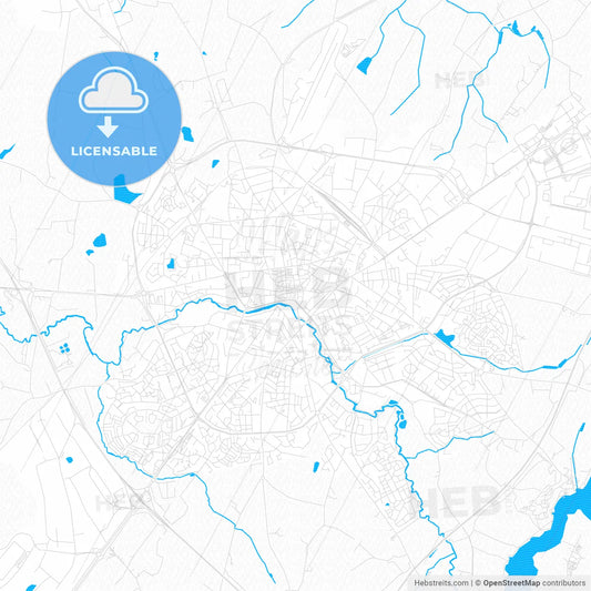 Cholet, France PDF vector map with water in focus