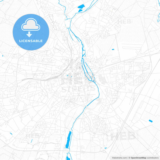 Chartres, France PDF vector map with water in focus