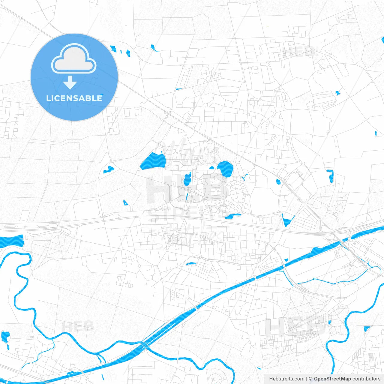 Garbsen, Germany PDF vector map with water in focus