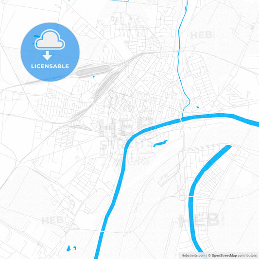 Szolnok, Hungary PDF vector map with water in focus