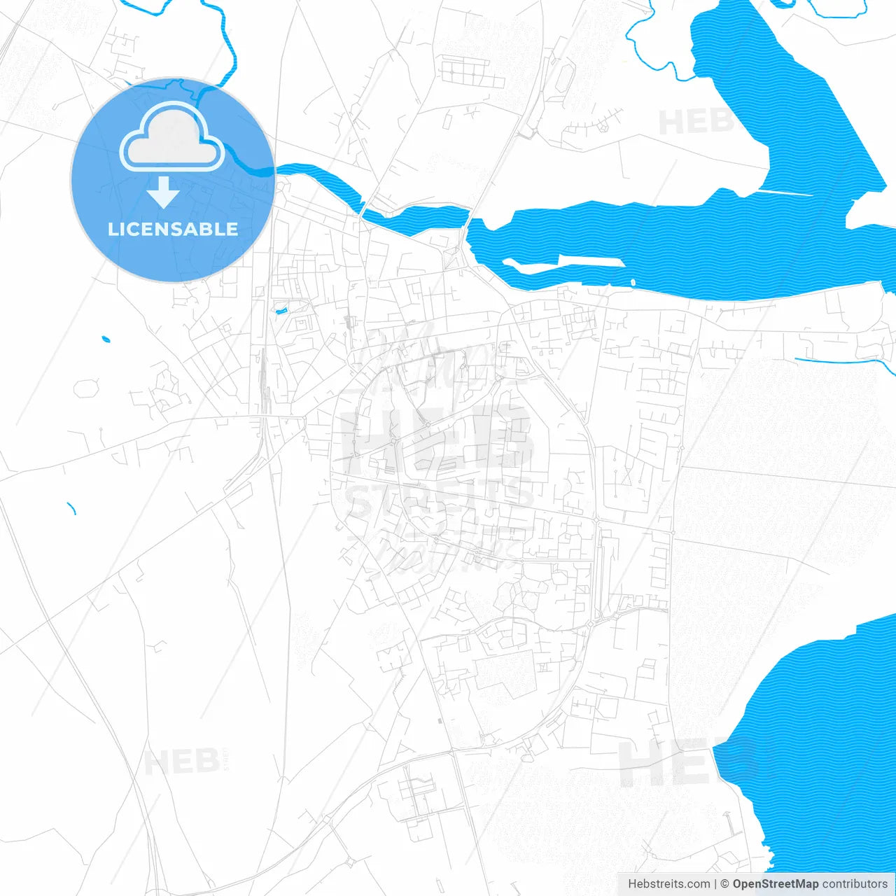 Dundalk, Ireland PDF vector map with water in focus