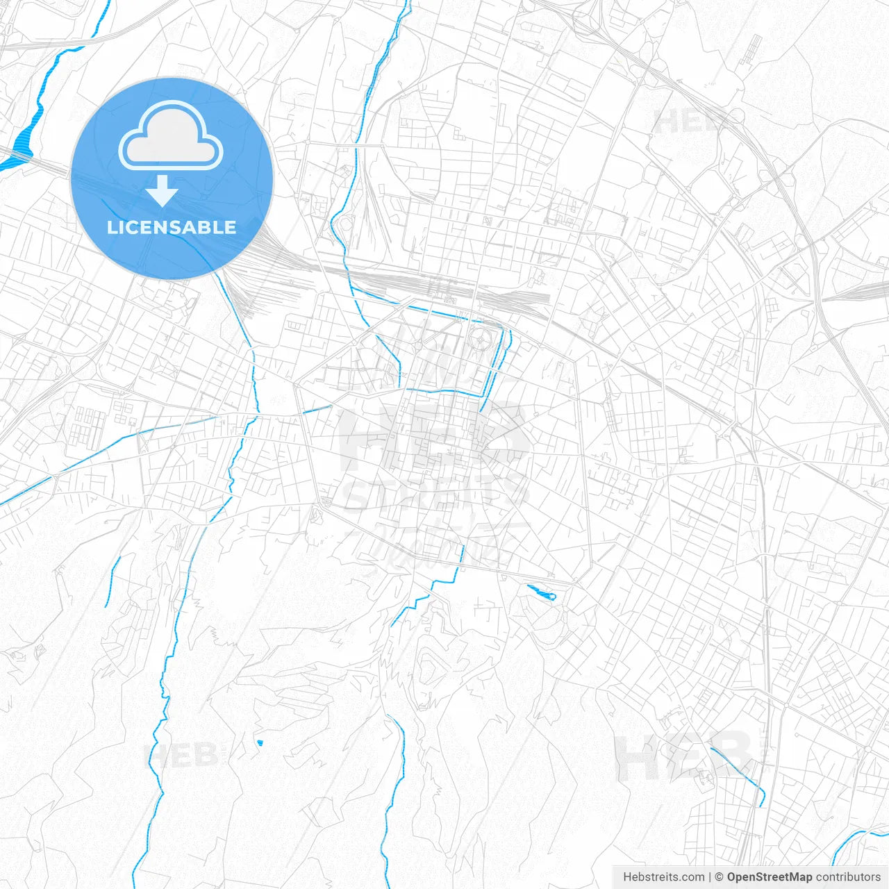 Bologna, Italy PDF vector map with water in focus