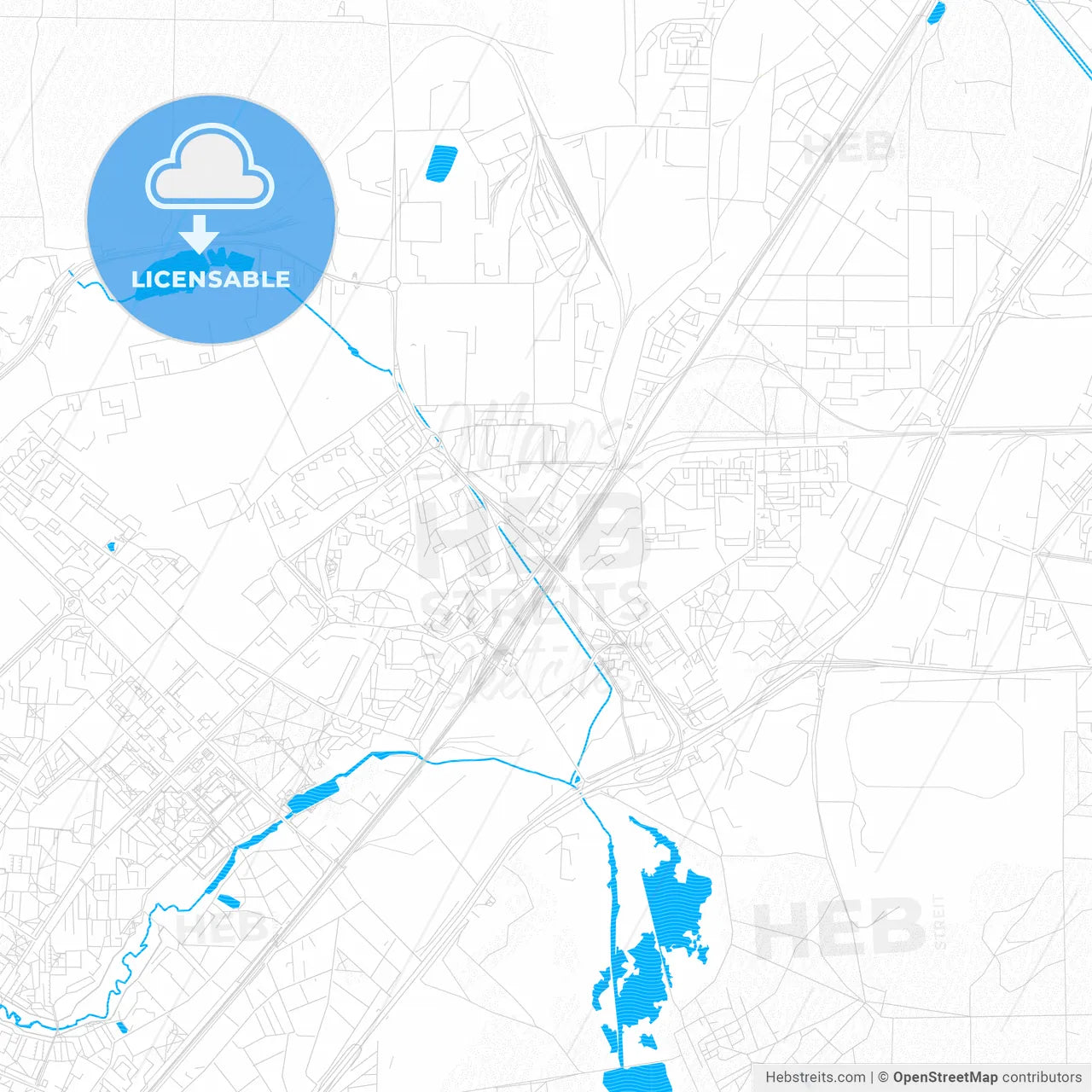 Mytishchi, Russia PDF vector map with water in focus