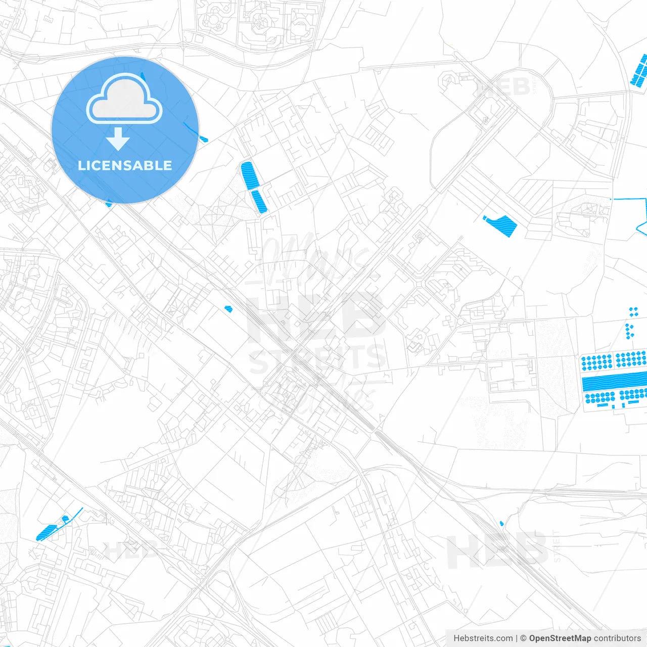 Lyubertsy, Russia PDF vector map with water in focus