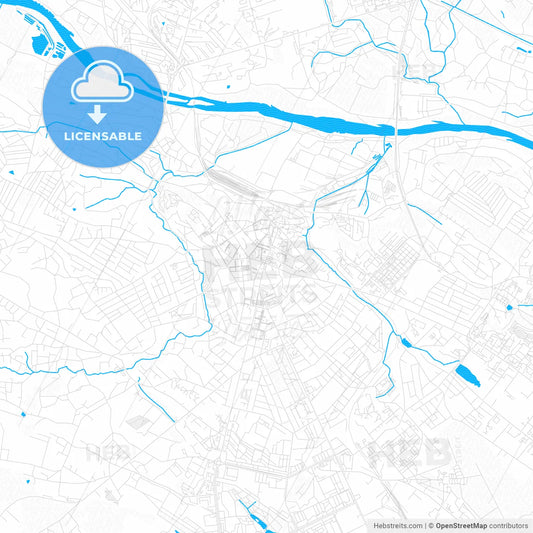 Chernivtsi, Ukraine PDF vector map with water in focus