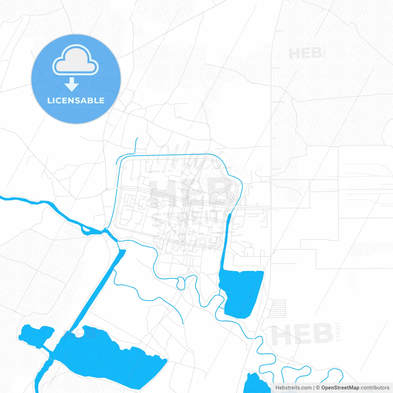 Netishyn, Ukraine PDF vector map with water in focus