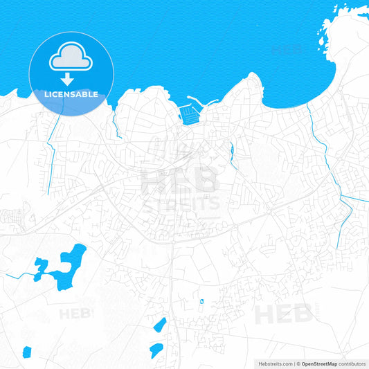 Bangor, Northern Ireland PDF vector map with water in focus