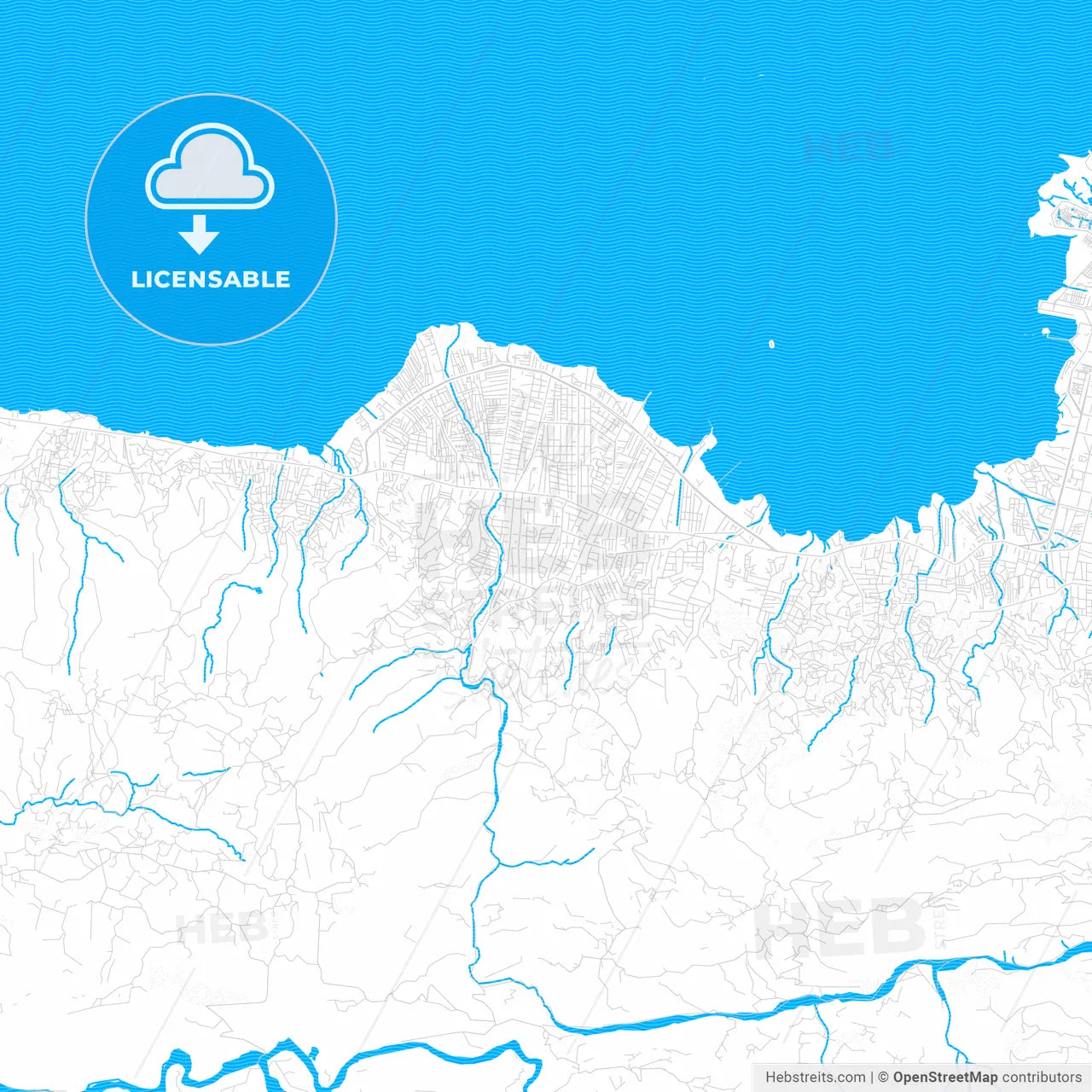 Carrefour, Haiti PDF vector map with water in focus