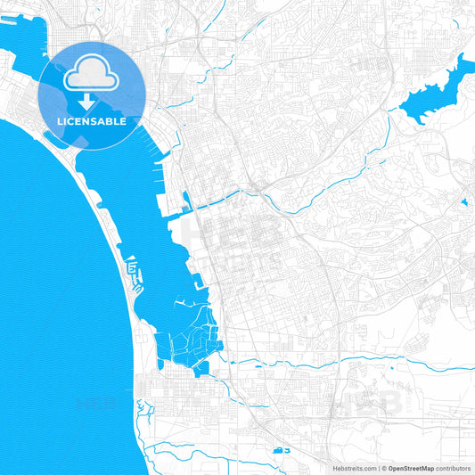 Chula Vista, California, United States, PDF vector map with water in focus