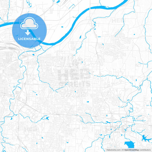Independence, Missouri, United States, PDF vector map with water in focus