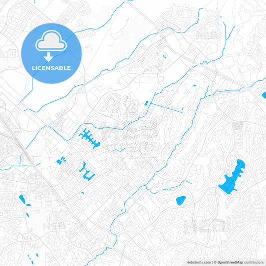 Lake Forest, California, United States, PDF vector map with water in focus