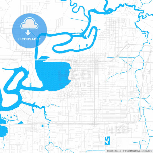 Lake Charles, Louisiana, United States, PDF vector map with water in focus